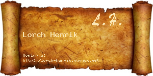 Lorch Henrik névjegykártya